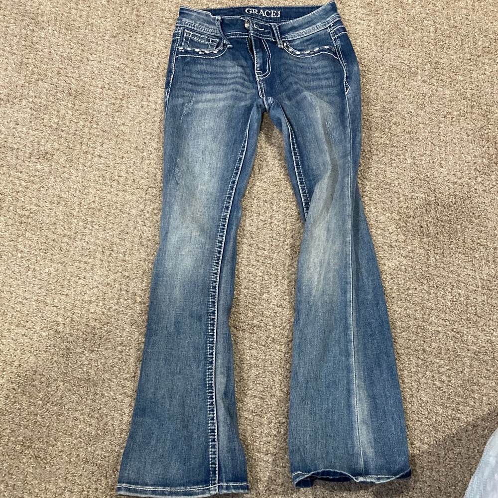 Grace Girls Classic Blue Flare Jeans